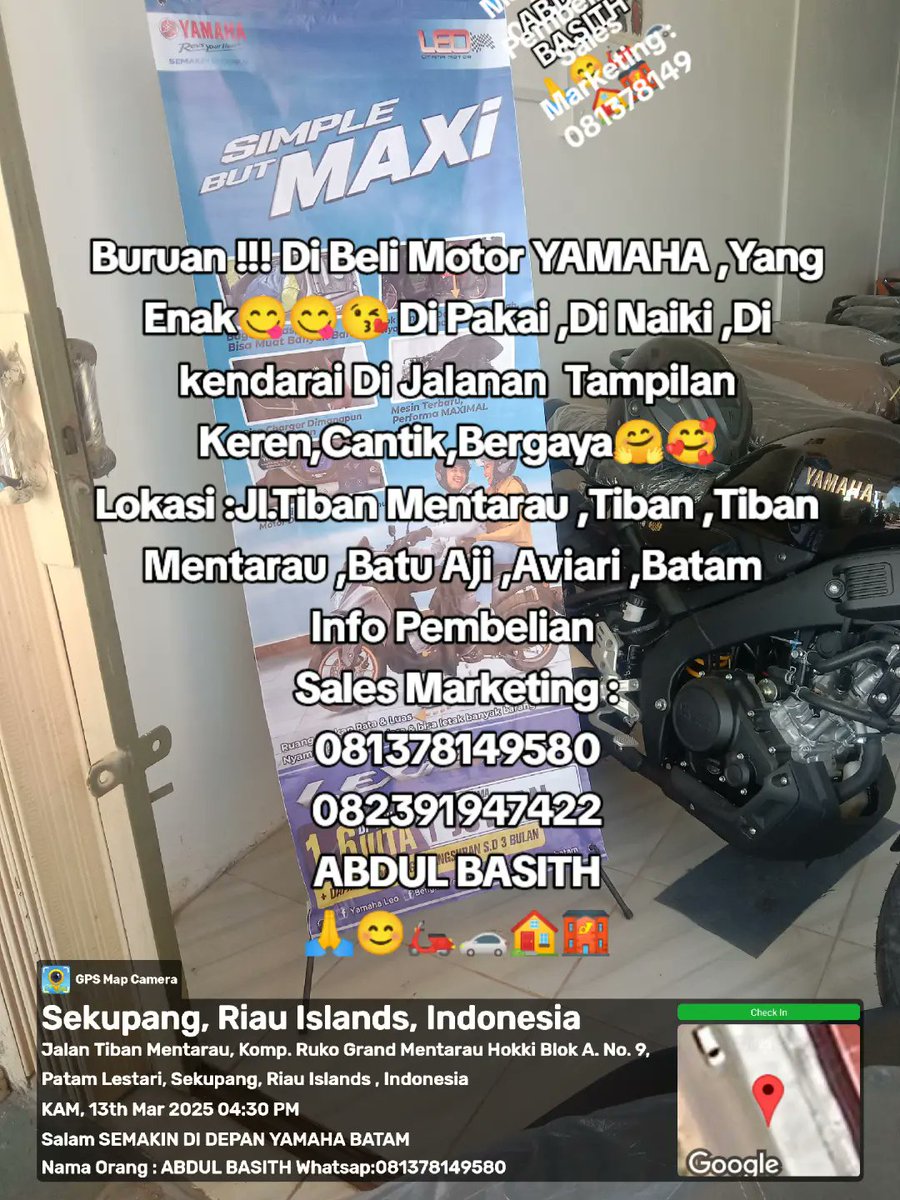 abd_abdulbasith's tweet photo. Buruan !!! Di Beli Motor YAMAHA ,Yang Enak😋😋😘 Di Pakai ,Di Naiki ,Di kendarai Di Jalanan,Keren,Cantik,Bergaya🤗🥰 Lokasi :Jl.Tiban Mentarau ,Tiban ,Tiban Mentarau ,Batu Aji ,Aviari ,Batam 
Info Pembelian 
Sales Marketing :
081378149580
082391947422
ABDUL BASITH
🙏😊🛵🚗🏠🏤 https://t.co/oUSgkN2M7D