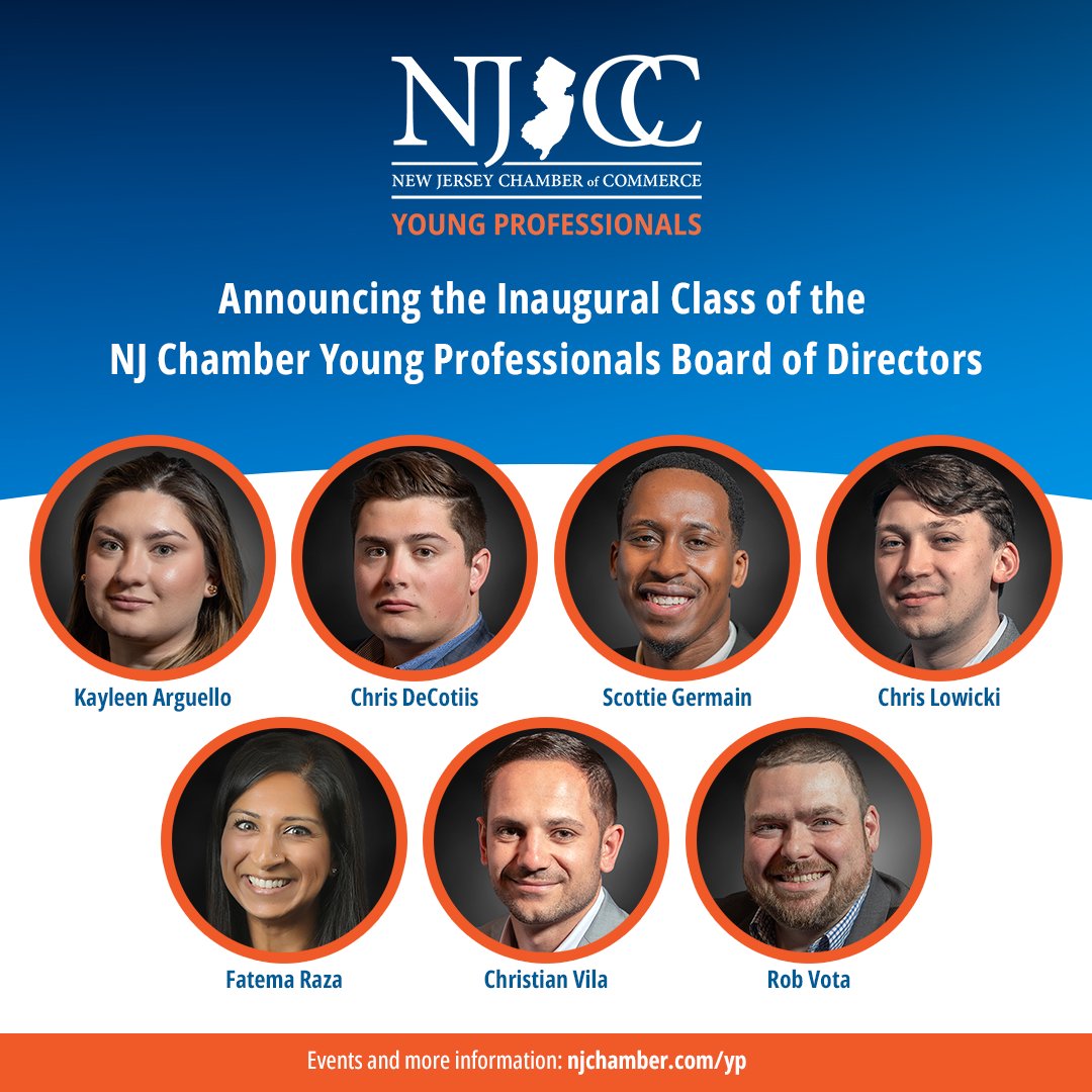 The NJ Chamber of Commerce's 'Young Professional (YP) Network' is proud to introduce our inaugural YP Board of Directors. These young professionals are shaping the future of business and driving positive changes across NJ. The Board will help execute our YP networking events and
