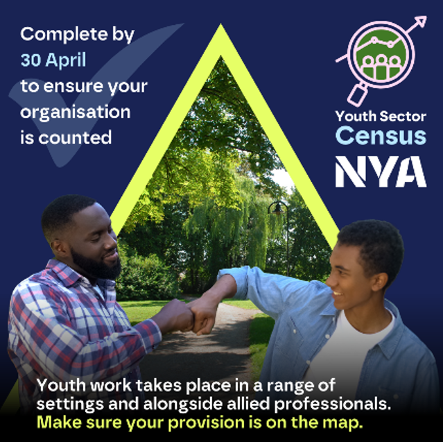 ➡️With the prospect of a National Youth Strategy and new programmes approaching, it’s important every organisation delivering youth work completes the Census so that the NYA can provide the most accurate data and insights to inform these plans.

More info: qrco.de/NYACensusHO