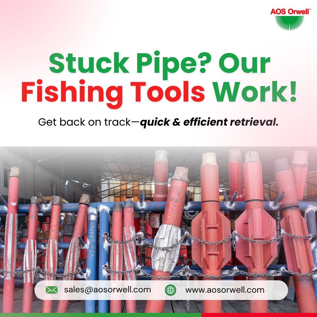 AOSOrwell's tweet image. Let's provide you with high-performance fishing tools for seamless oil well intervention. Minimize downtime, recover assets, and keep operations running smoothly.
Rent with confidence – Let’s get your well back on track!
#FishingTools #WellIntervention #AOSOrwell #OilfieldService