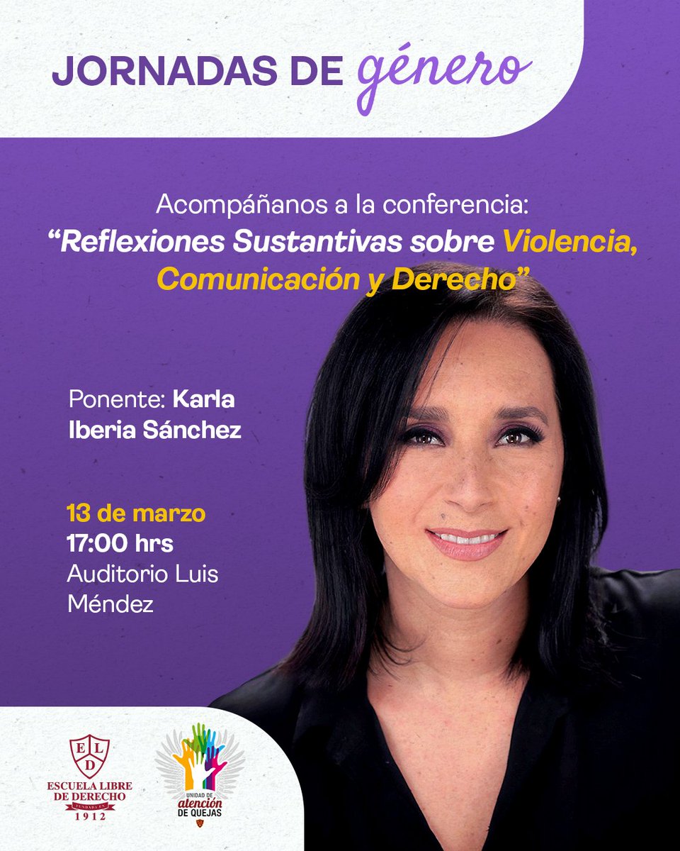 Conferencia: "Reflexiones sustantivas sobre violencia, comunicación y Derecho" con Karla Iberia Sánchez 📝

¡Inspírate y descubre nuevas perspectivas!
📅 Jueves 13 de marzo
⏰ 17:00 hrs
📍 Auditorio Luiz Méndez

¡No te lo pierdas y únete a esta experiencia única!

@uaq_eldoficial