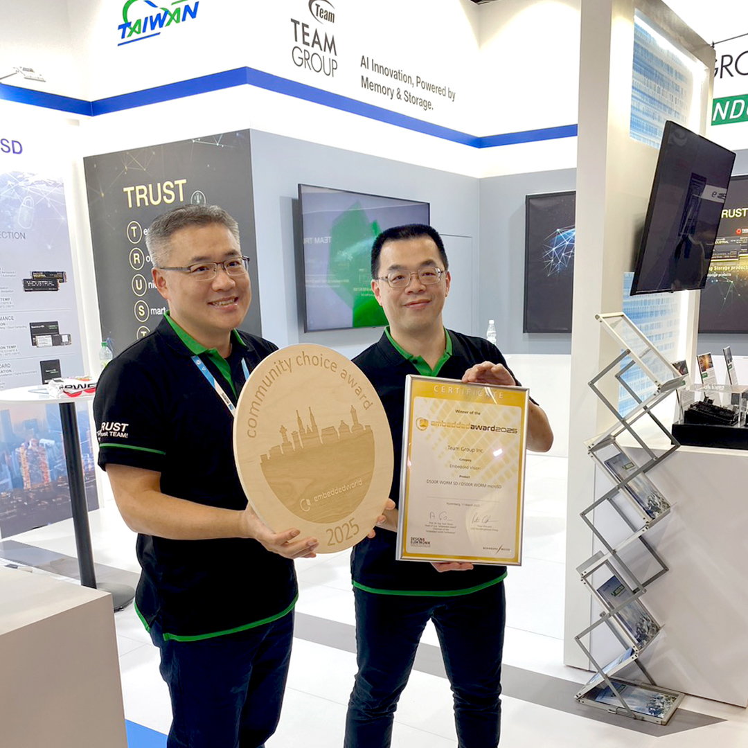 teamgroupinc's tweet image. 🚀 TEAMGROUP Shines at Embedded World 2025! 🏆🎉

We’re proud to announce that our INDUSTRIAL D500R WORM memory card has won two major awards at #EmbeddedWorld2025! 🥇🏅

✅ 1st Place – Embedded Vision Award
✅ 2025 Community Choice Award
#TEAMGROUP #IndustrialStorage