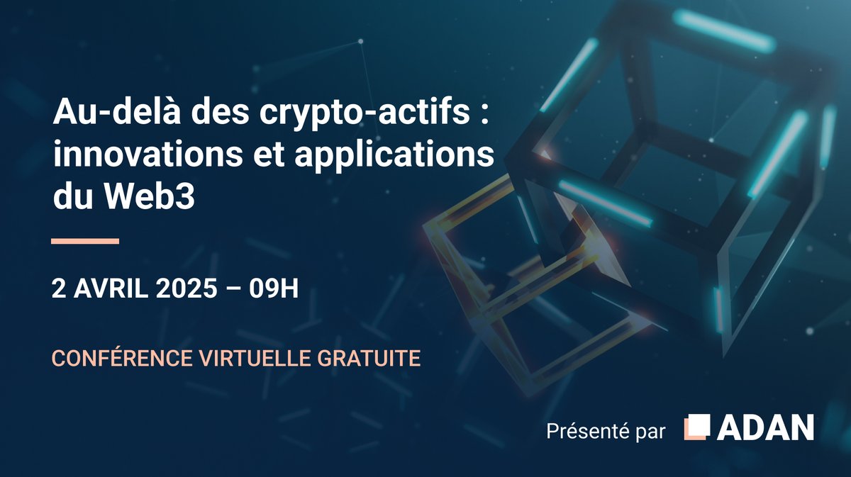 Adan (@adan_asso) on Twitter photo 🚀 Ne manquez pas notre webinar gratuit "Au-delà des crypto-actifs : innovations et applications du Web3" le 2 avril de 9h à 10h.
Découvrez comment le Web3 révolutionne divers secteurs grâce à la décentralisation et l'interopérabilité. Au programme : identité numérique, 🚀 Ne manquez pas notre webinar gratuit "Au-delà des crypto-actifs : innovations et applications du Web3" le 2 avril de 9h à 10h.
Découvrez comment le Web3 révolutionne divers secteurs grâce à la décentralisation et l'interopérabilité. Au programme : identité numérique,