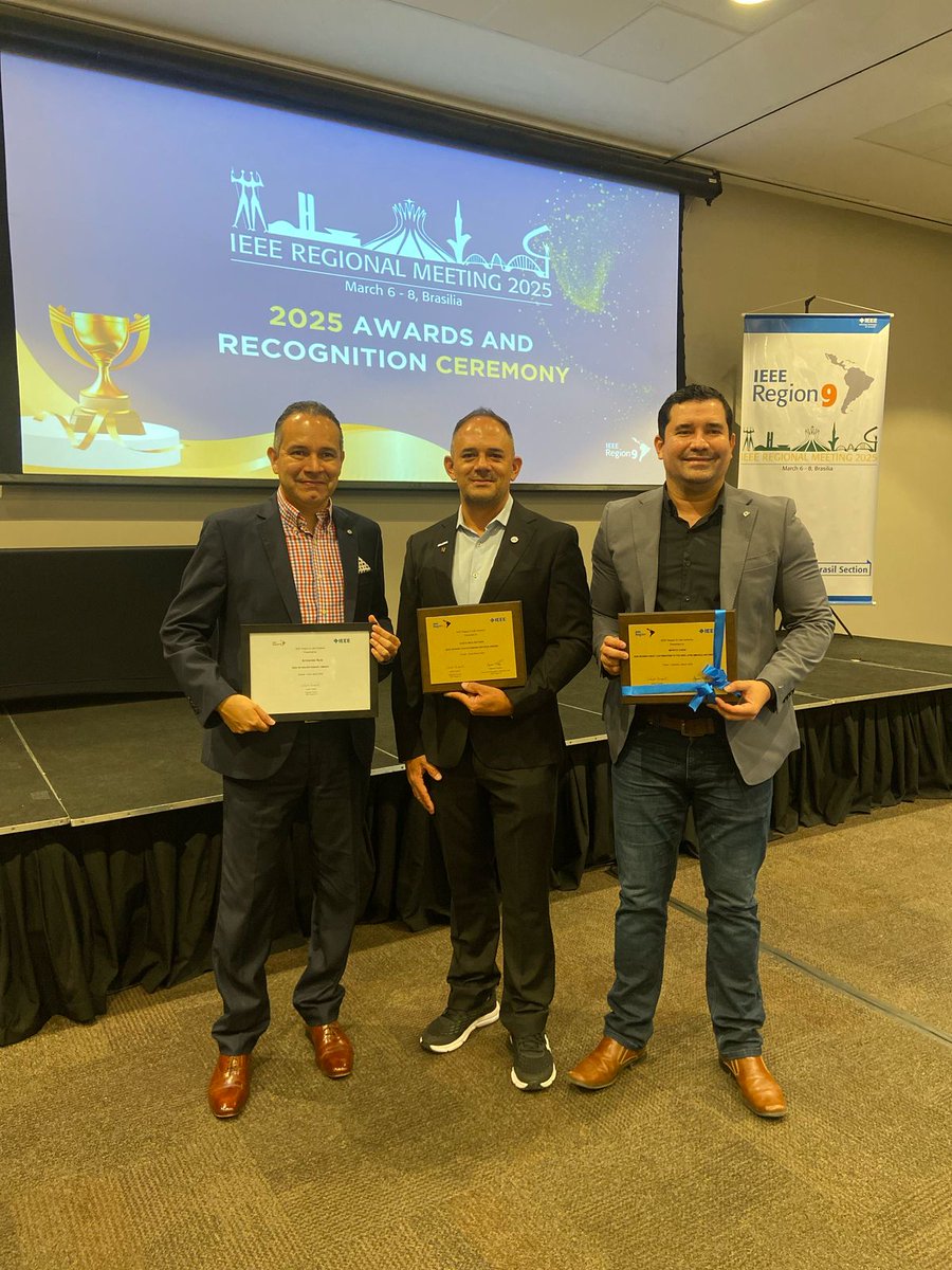 Awards and Recognition Ceremony en Brasilia 2025:
-Marco Chen Sección Panamá  IEEE Region 9 Best Contribution to the IEEE Latin America History Award
-Armando Ruiz Sección El Salvador IEEE R9 Discretionary Award 
-Sección Costa Rica IEEE Region 9 Outstanding Section Award
