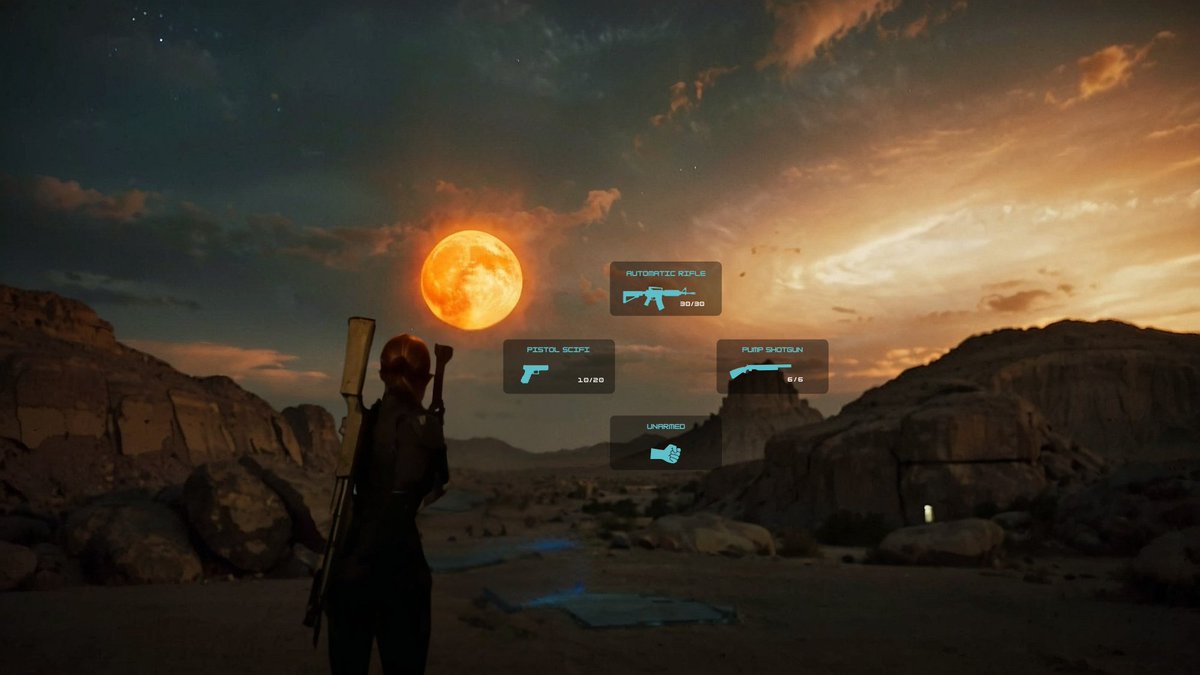 Junzkp's tweet photo. The sun sets. The choice is yours.

What’s your weapon of choice?

🔸 Automatic Rifle
🔸 Pistol Sci-Fi
🔸 Pump Shotgun
🔸 Unarmed – Risk it all

#MAI #MAILegend #TacticalGaming #Web3Shooter #AI #Web3Gaming https://t.co/M7affpApUq