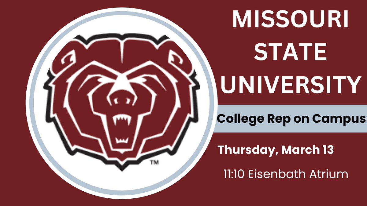 Missouri State University will be on campus today during Empower Hour!