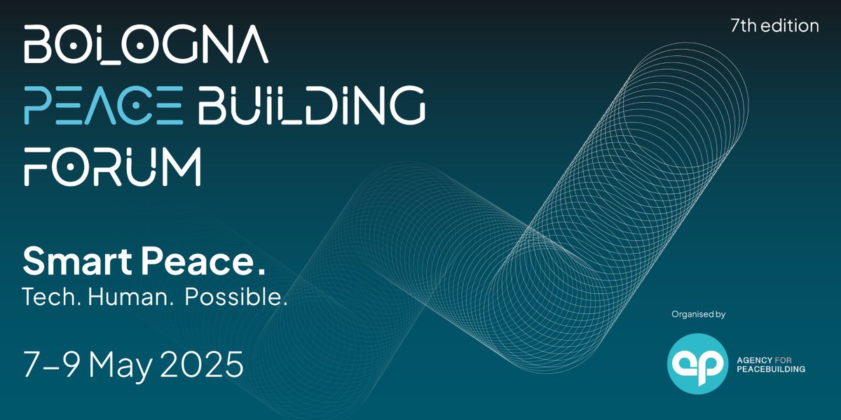 📢 Registrations open for the 7th Bologna Peacebuilding Forum!
📅 7-9 May 2025 | Bologna, Italy

🗣️"Smart #Peace. Human. Tech. Possible."
How can tech enhance #peacebuilding &amp; mediation? How do we ensure it serves people, not division?

🔗 Register: shorturl.at/VD4Wn