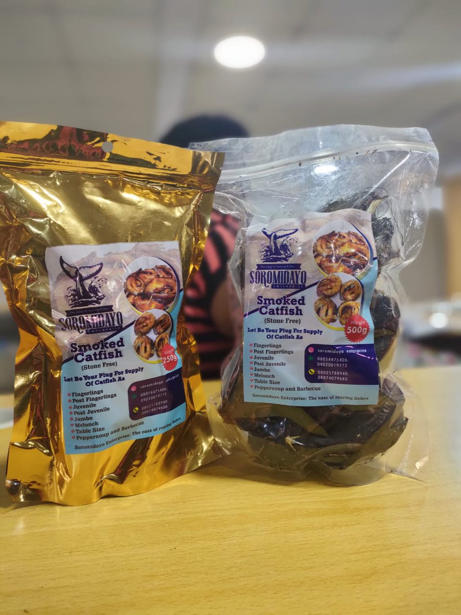 Our smoked catfish is available for purchase and comes in different KGs.