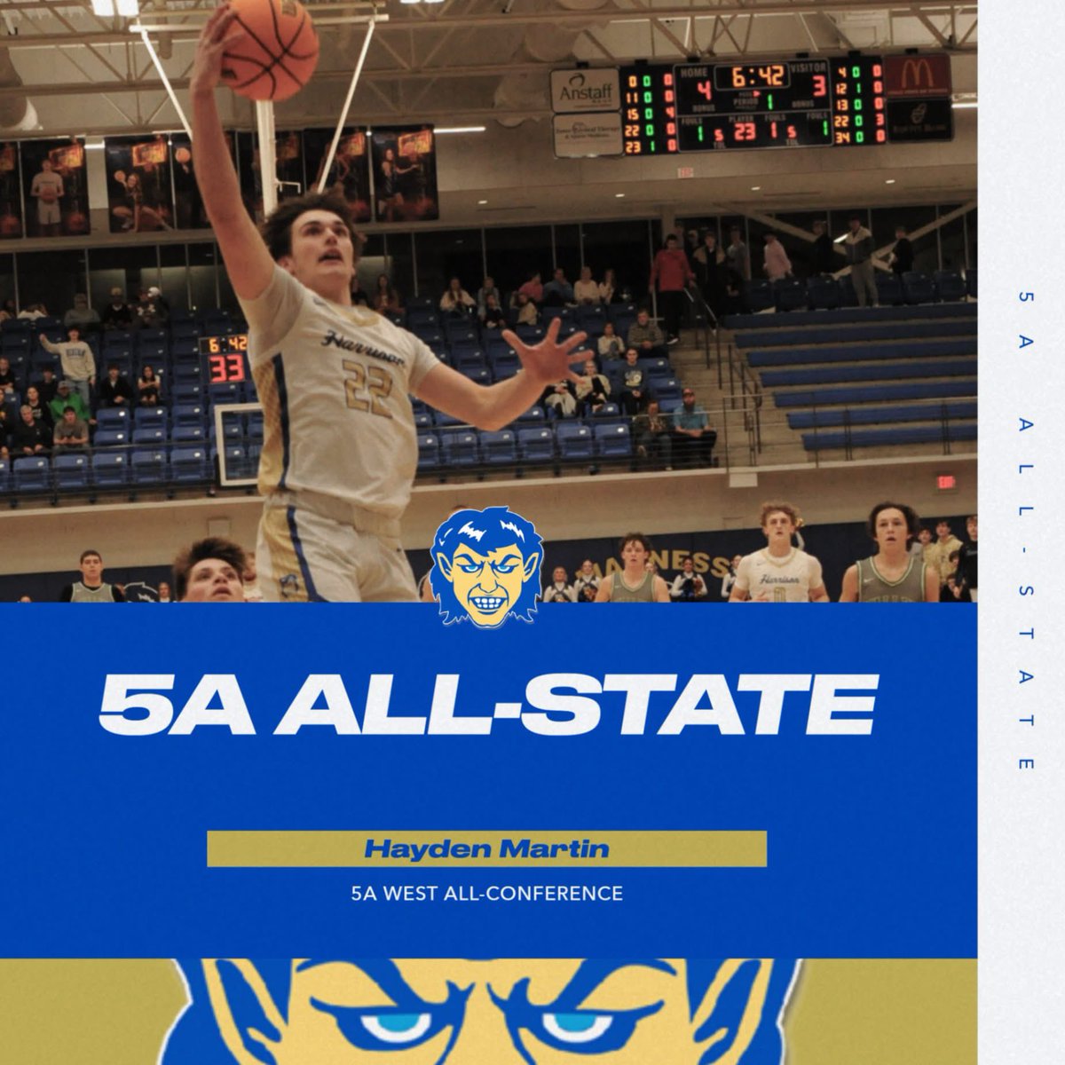 This dude’s motor never stops. He guarded the best post player on opposing teams in conference and he is a guard. Whatever we needed he did it. He averaged 13.3 ppg and 6rpg. Congratulations Hayden.