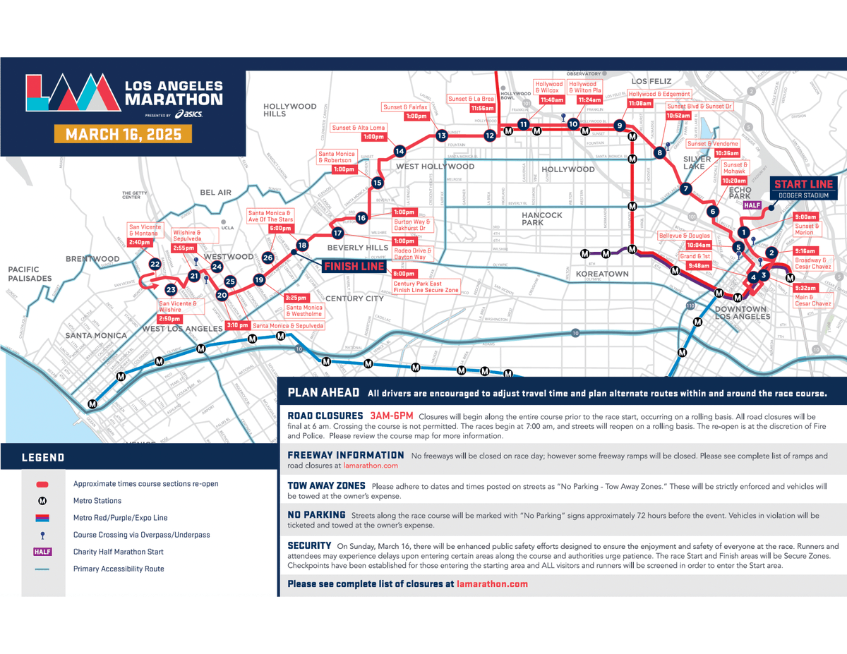 HMDBID's tweet image. 3/15
🚧 Streets close 3/14 @ 5PM
🚶‍♂️ Sidewalks close 3/15 @ 3PM
🎉 5PM – 11PM
🛣️ Reopen: 3/16 @ 3:30AM

📍 Closures: Hollywood Blvd (Cahuenga → Vine), Ivar Ave, Cosmo Ave
✅ Vine &amp;amp; Cahuenga remain open

3/16 – LA Marathon
🚧 Major closures on Hollywood Blvd, Sunset Blvd + more