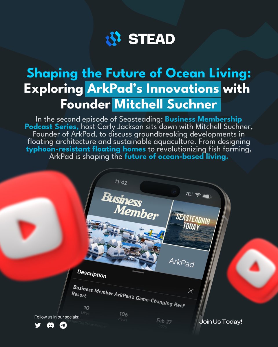 🌊 Shaping the Future of Ocean Living! 🌊

Can the ocean be the next frontier for sustainable living? In Episode 2 of our Business Membership Podcast Series, Mitchell Suchner, founder of ArkPad, dives into the groundbreaking innovations of floating architecture and sustainable