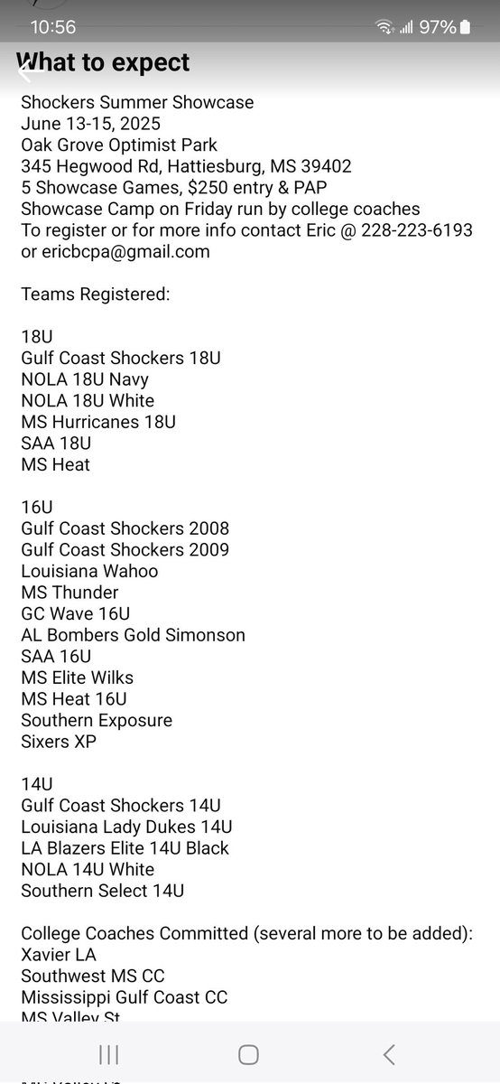 Shockers Summer Showcase. Limited spots left.