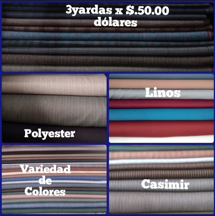 Sastreria "FREIRE" Le ofrece 3 yardas de los mejores casimires, linos y polyesters a tan solo a $50.00 dólares. Usted puede escribirnos al WhatsApp 0982395512 ..