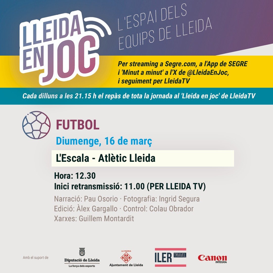 💥 MATÍ DE <a href="/SEAEM_1925/">Secció Esportiva AEM</a>, D'<a href="/atletic_lleida/">Atlètic Lleida</a> I DE <a href="/flleida/">HIOPOS LLEIDA</a>!⚽️🏀

📻 Comencem a les 11:00h❗

📋 ALINEACIÓ DE #LleidaEnJoc👇

🎙️<a href="/MiquelPascual99/">Miquel Pascual Prat</a>
🎙️<a href="/Dteje17/">Daniel Tejedor Perez</a>
🎙️<a href="/pauosorio40/">Pau Osorio</a>
✍️<a href="/AlexGargallo_/">Àlex Gargallo</a>
⚙️<a href="/obradorllinas/">Colau Obrador Llinàs</a>
💻<a href="/montardito07/">Guillem Montardit🐌</a>
💻Aleix Blanch
💻<a href="/JordiArgiles2/">Jordi Argiles</a>
📸<a href="/Ingrids_photos/">Ingrid Segura</a>
📸<a href="/paupascu4/">pau pascual prat</a>