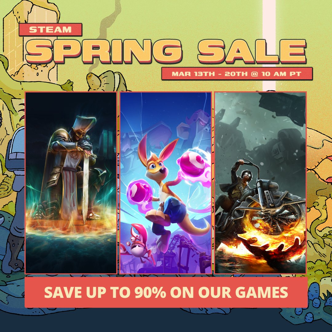 #SteamSpringSale is in the air! Take advantage of the sale and get our titles up to 90% off on #Steam. Find your new favorite game now 👉 bit.ly/Steam_TateMult…