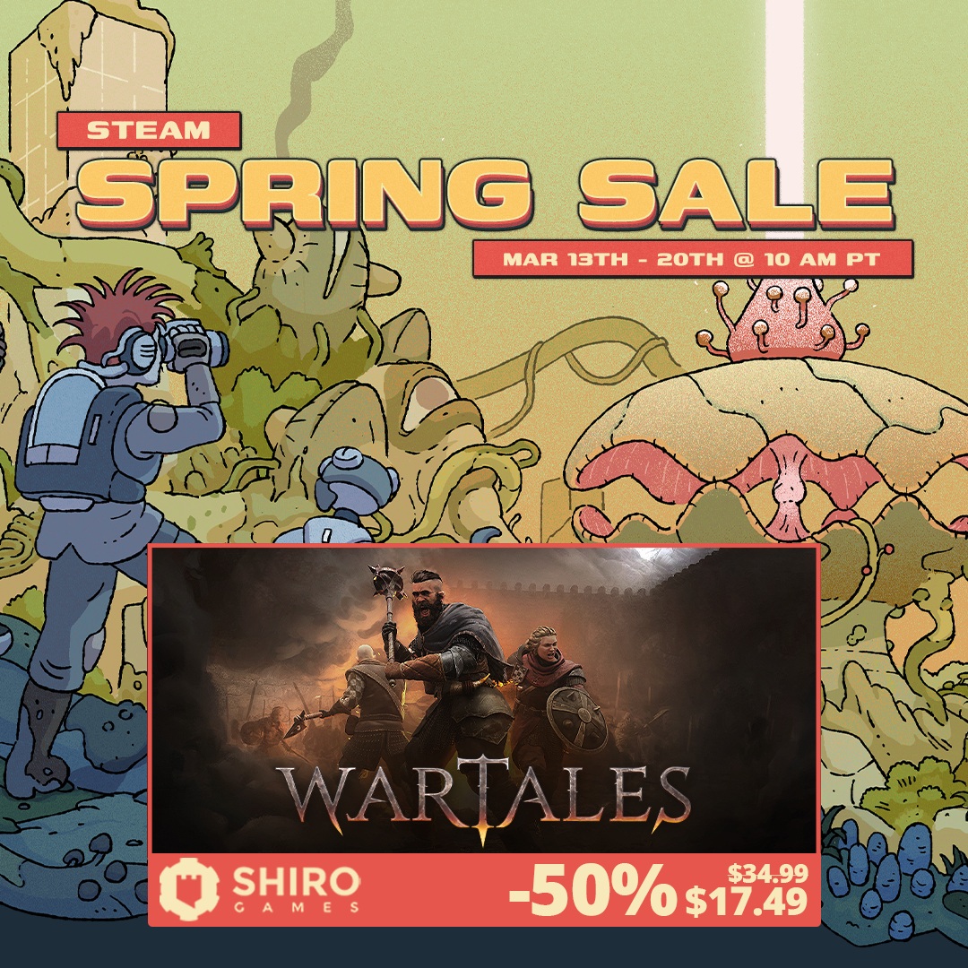 The #SteamSpringSale starts right now! 🔥

50% off of Wartales - The base game
15% off of The Skelmar Invasion

... and many more 👉 Shiro.li/Qaz34U