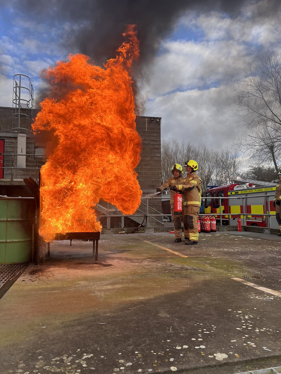 Today at the centre we have been teaching the <a href="/AvonFireRescue/">Avon Fire & Rescue Service</a> &amp; <a href="/Glosfire/">Gloucestershire Fire and Rescue Service</a> on call recruits about classes of fire and extinguishers
