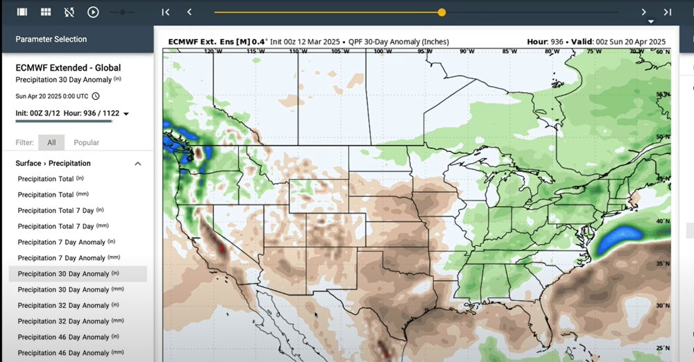 If this stays true and dry trend for next 30 days, plant 2025 should get off to a hot start for most of the midwest and plains.....