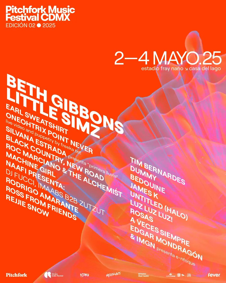 pitchfork's tweet image. The full lineup for @pitchforkcdmx is here!

Get tickets now to see Beth Gibbons, Earl Sweatshirt, Oneohtrix Point Never, and more: pitchfork.visitlink.me/L8nQa3