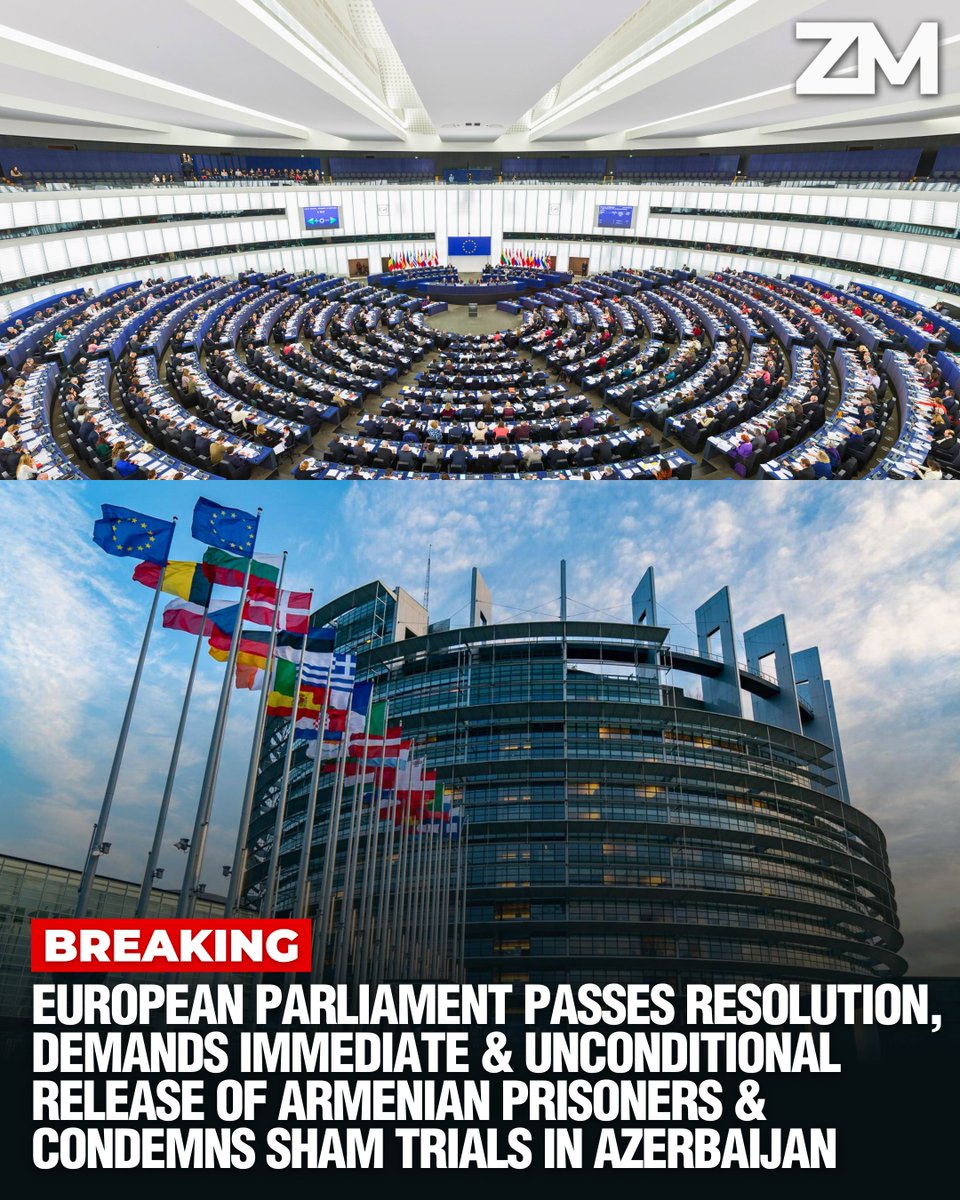 Zartonk Media (@zartonkmedia) on Twitter photo BREAKING: European Parliament Passes Resolution, Demands Immediate & Unconditional Release of Armenian Prisoners & Condemns Sham Trials in Azerbaijan
➖➖➖
The European Parliament has adopted a resolution calling for the unconditional release of Armenian prisoners held in BREAKING: European Parliament Passes Resolution, Demands Immediate & Unconditional Release of Armenian Prisoners & Condemns Sham Trials in Azerbaijan
➖➖➖
The European Parliament has adopted a resolution calling for the unconditional release of Armenian prisoners held in