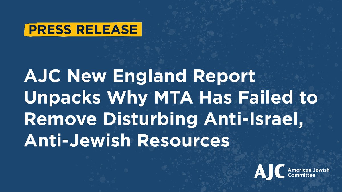 AJCGlobal's tweet photo. Today, @AJC_NE released a damning report on the behavior of @MassTeacher, which has failed to take meaningful actions to address antisemitism and anti-Zionism in its ranks and resources.

The union has waged a nearly year-and-a-half long campaign against Israel and its supporters.

Read the report here: https://t.co/LO6S8ErgOh