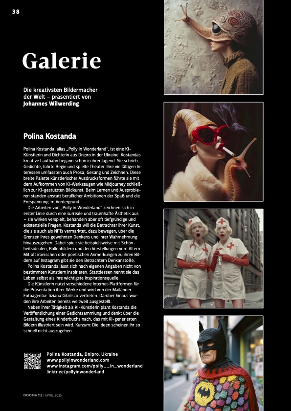 polly_in_wonder's tweet image. Exciting news! My work is featured in the latest issue of DOCMA! 🎉 Honored to be among the world’s top visual artists.

Check it out: 🔗 docma.info/produkt/docma-…

#AIart #DigitalArt #DOCMA #PollyInWonderland #Creativity #ArtWithoutLimits