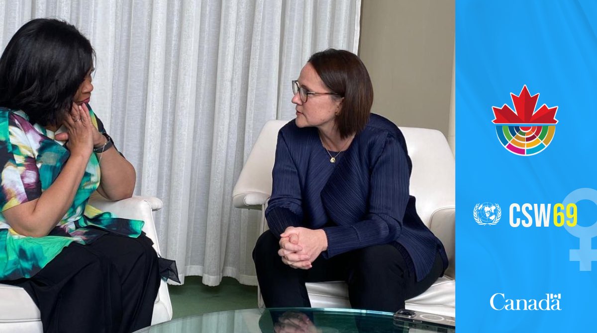 Canada Mission UN (@canadaun) on Twitter photo Minister Ien of WAGE had the chance to connect with Luxembourg’s Minister for Gender Equality and Diversity <a href="/Yuriko_Backes/">Yuriko Backes</a> to discuss the importance of women's participation in peace and security, and pushing back on the pushback. #CSW69 Minister Ien of WAGE had the chance to connect with Luxembourg’s Minister for Gender Equality and Diversity <a href="/Yuriko_Backes/">Yuriko Backes</a> to discuss the importance of women's participation in peace and security, and pushing back on the pushback. #CSW69