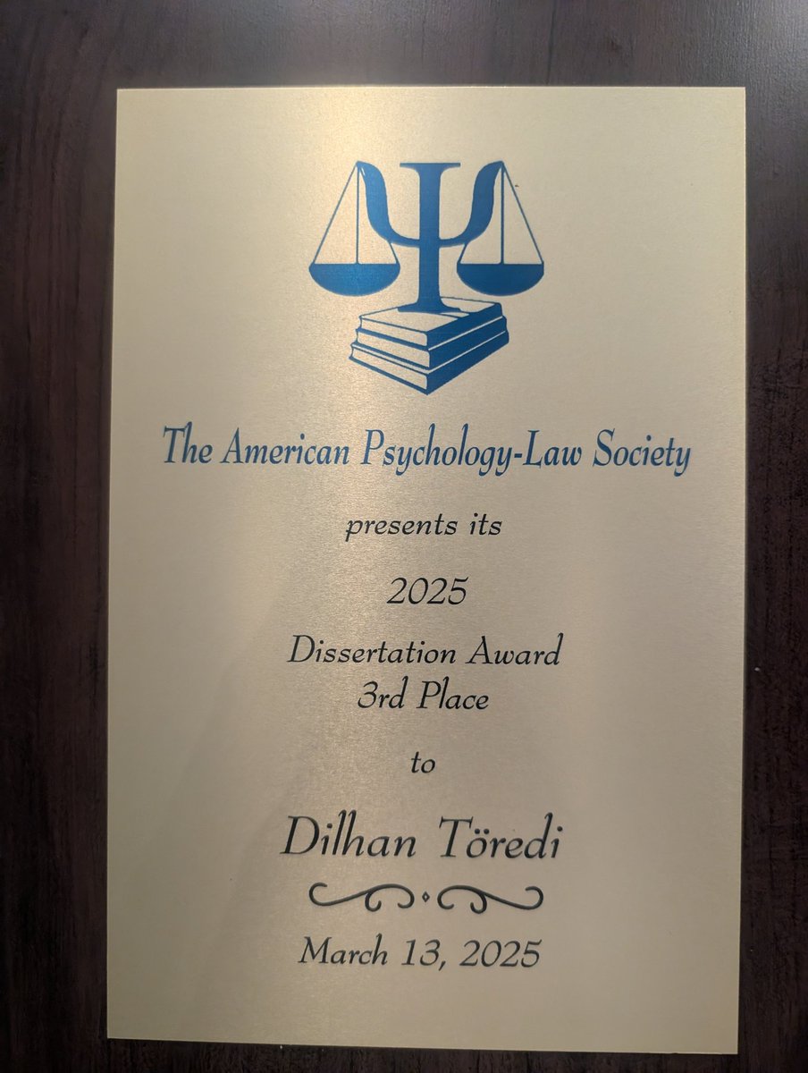Eyewitness Research (@eyewitness_lab) on Twitter photo Our <a href="/DToredi/">Dr. Dilhan Töredi</a>! Received third place in the <a href="/APLS41/">APLS41</a> PhD Dissertation Awards. Way to go Dilhan!!! Well-deserved for all your hard work! Our <a href="/DToredi/">Dr. Dilhan Töredi</a>! Received third place in the <a href="/APLS41/">APLS41</a> PhD Dissertation Awards. Way to go Dilhan!!! Well-deserved for all your hard work!