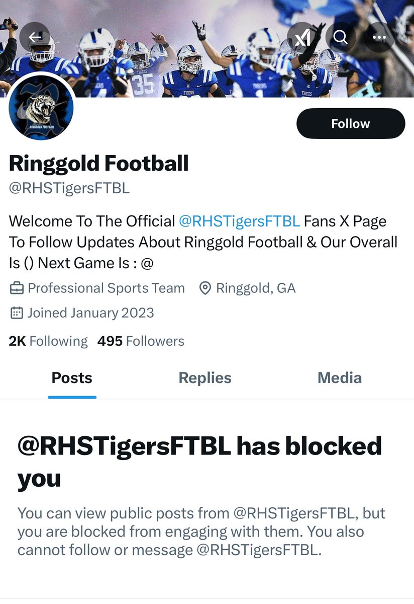 This account below is not the Official Ringgold Football Account! Please unfollow, block and report! These “updates” may not be accurate and may put out false information about schedules, times and recruiting!