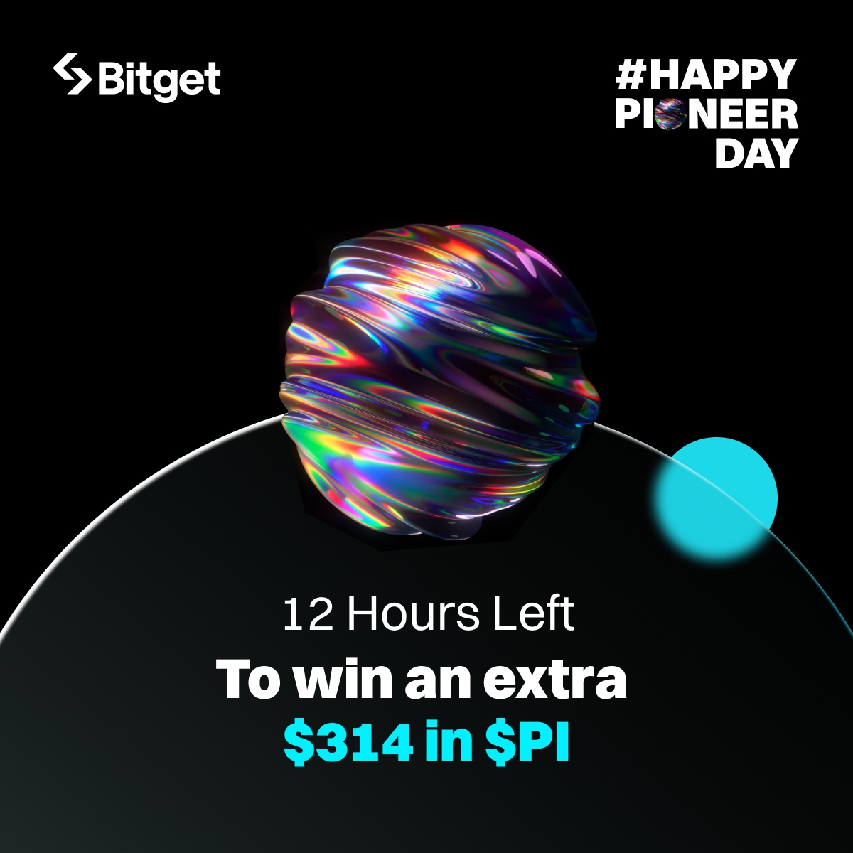 bitget's tweet image. Only 1️⃣2️⃣ hours left until the $3,140 in $PI giveaway ends!

Join the $PI candybomb and fill out the form: forms.gle/EFUBtDHAchXHA3…

#HappyPioneerDay #PiDay