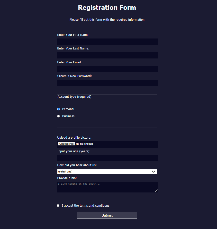 I have completed Learn HTML Forms by Building a Registration Form #freecodecamp
 freecodecamp.org/learn/2022/res…