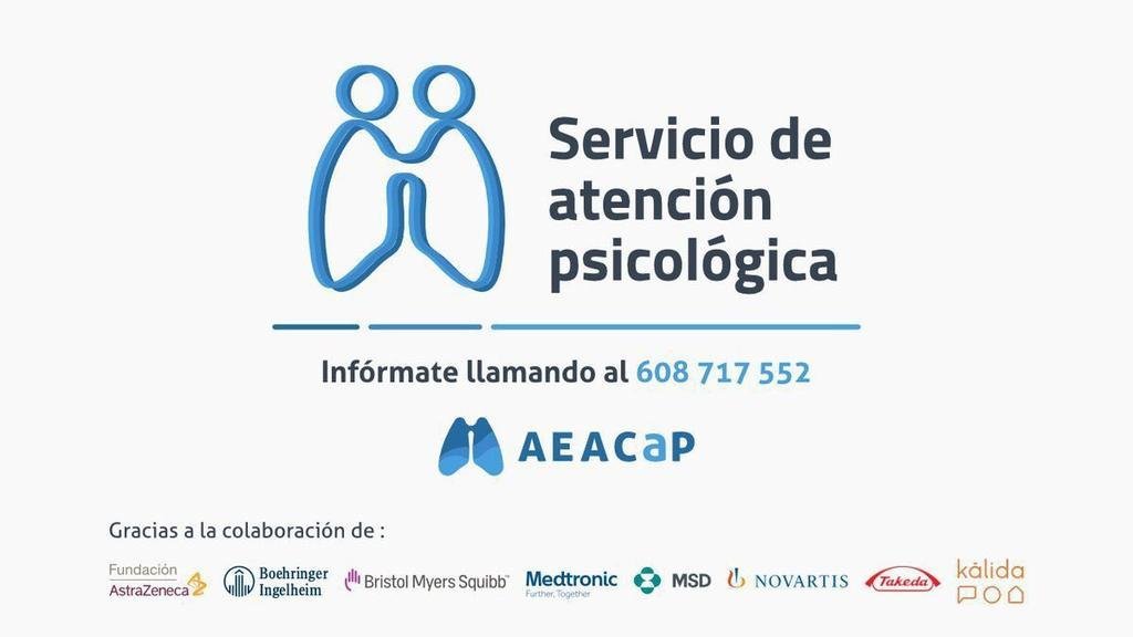 🔵🛋️ En <a href="/AEACaP/">Cáncer de Pulmón</a> te ofrecemos nuestro servicio de atención psicológica

➡️👫 Si eres paciente de #cáncerdepulmón o familiar y necesitas #apoyoyconfianza, no dudes en contactar con nosotr@s   

🔎 Más información ➡️ bit.ly/AEACaPServicios    

#salud #health #cáncer #paciente