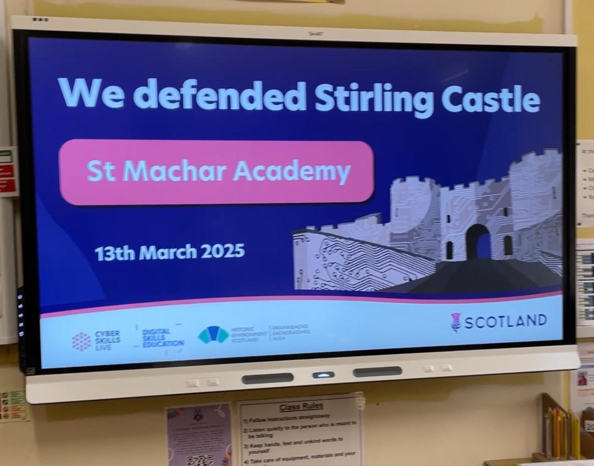 mrw_busman's tweet image. Well done to our S3 Computing Science pupils taking part in #DefendStirlingCastle #CodingLive #DigitalSkillsScotland @stmacharacademy
Thanks to Mrs Quinn for organised this event!