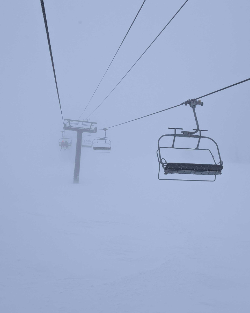 Yes that is what today looked like.
With 30-40 mph winds, plenty of ice and zero visibility, today’s not what I would call a relaxing pow day.
But it was a pow day nonetheless so can’t complain!