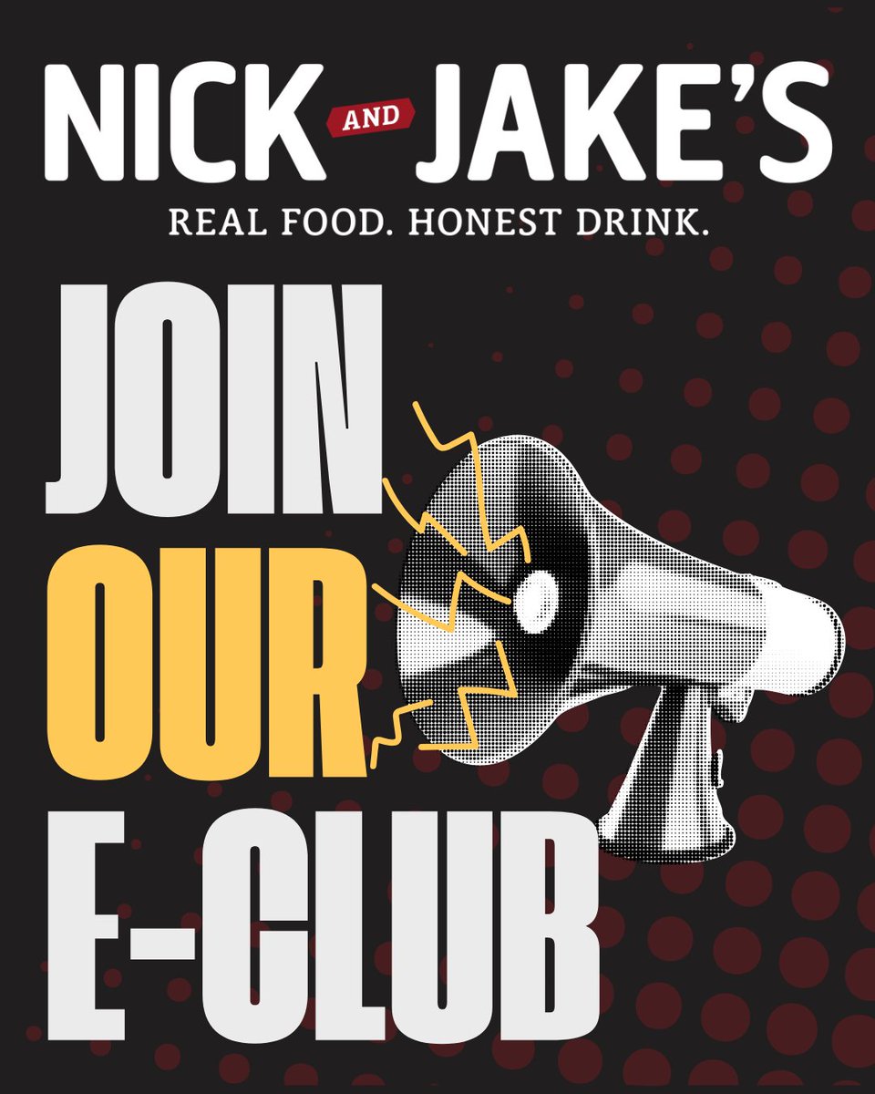 Stay up-to-date with Nick and Jake's by joining our email club here --> bit.ly/njeclub

✅ Exclusive updates &amp; offers for your favorite location
✅ First dibs on events, specials, and new menu items
✅ Personalized perks based on what you love most