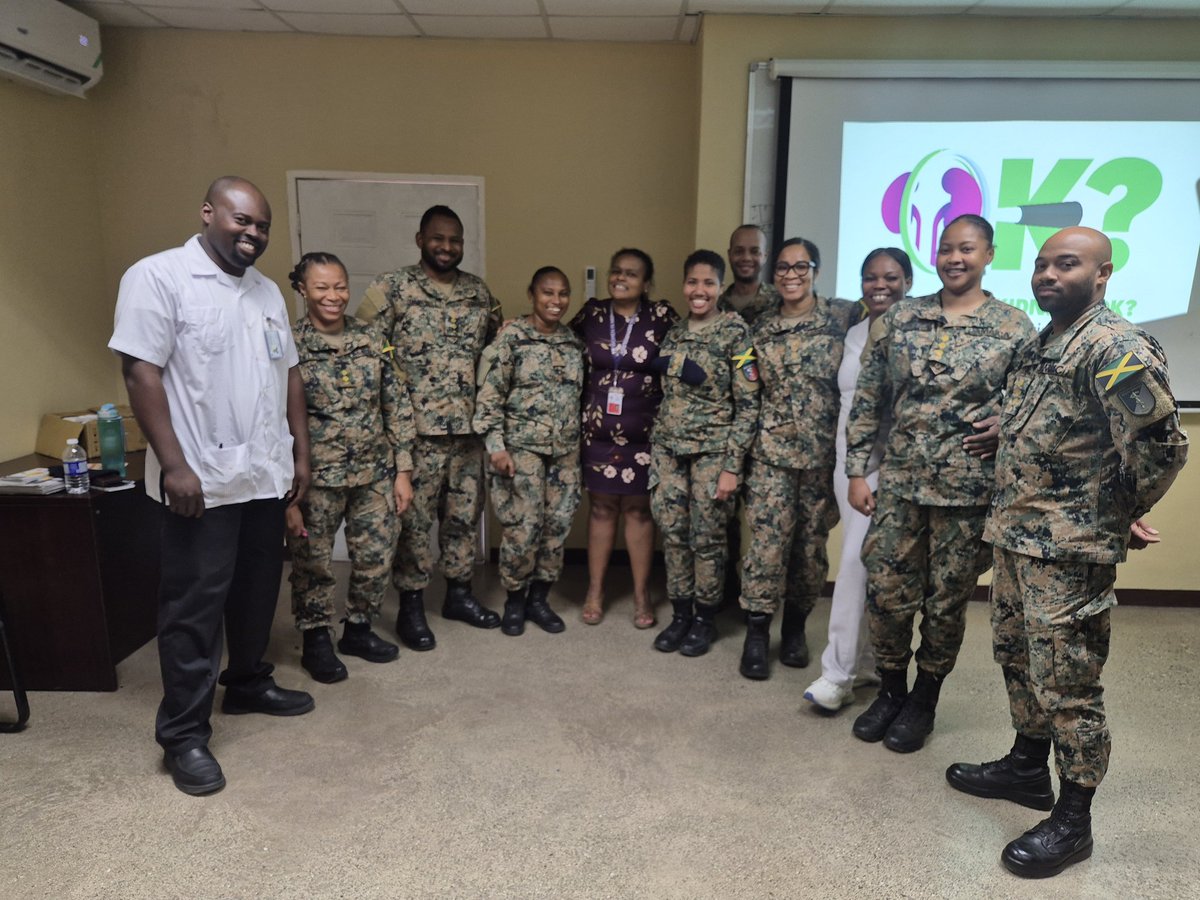 LoriNeph (@nephlori) on Twitter photo Celebrating #WKD with the Jamaica Defence Force. Thank you <a href="/JDFSoldier/">Jamaica Defence Force</a> for allowing us to talk about kidney disease screening with our HDU nurses at UHWI #KidneyHealth #KidneyHealthMatters #KidneysMatter #KidneyAwareness #WKD Celebrating #WKD with the Jamaica Defence Force. Thank you <a href="/JDFSoldier/">Jamaica Defence Force</a> for allowing us to talk about kidney disease screening with our HDU nurses at UHWI #KidneyHealth #KidneyHealthMatters #KidneysMatter #KidneyAwareness #WKD