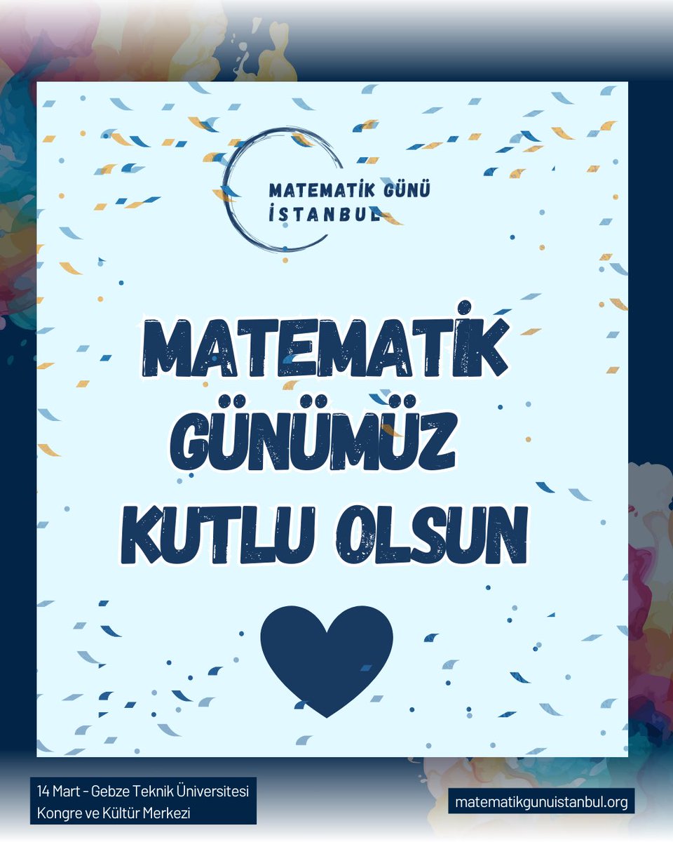 🎉 14 Mart Matematik Günü kutlu olsun! 🎉

İşte beklediğimiz o gün geldi⌛️🥳

Matematiği seven, merak eden ve paylaşan herkesin günü kutlu olsun! ❤️

#MatematikGünü  #MatematikSanatveYaratıcılık #GTÜ #MatematikGünüİstanbul