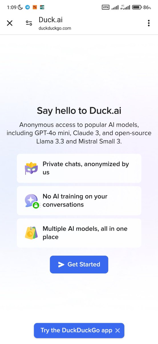 emAlucard's tweet photo. و اینبار Duckduckgo وارد صحنه میشه!
از طرق https://t.co/YdDYyUl4Sp میتونید به این مدل ها به صورت ناشناس و رایگان دسترسی داشته باشین. چی بهتر از این:) https://t.co/mlc6a9wqpI