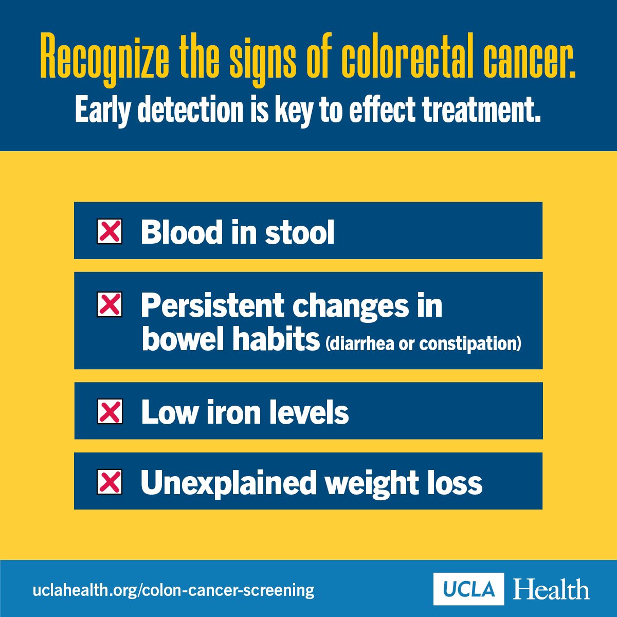 #ColorectalCancer is highly treatable when caught early! 

Know the warning signs: 🚨 

❌ Bleeding 🩸 
❌ Narrow Stools 
❌ Unusual Fatigue 🥱 
❌ Weight Loss

Stay proactive about your health &amp;
see a Gastroenterologist! #CRC #Colonoscopy #Screening