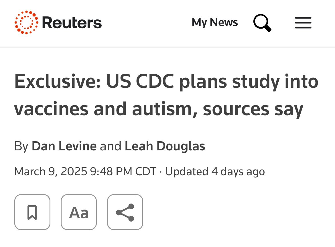 EndTribalism's tweet photo. Initiating a Comprehensive Vaccine Safety Study

RFK Jr. has directed the CDC to conduct a large-scale study examining potential links between vaccines and autism.