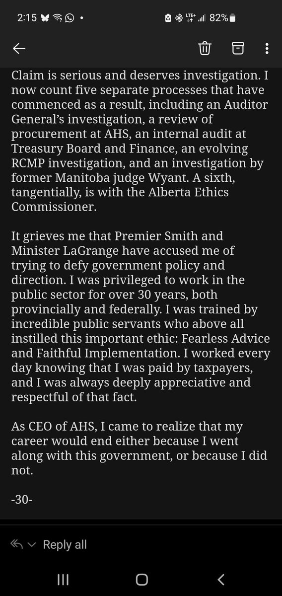 CarrieTait's tweet image. Statement from Athana Mentzelopoulos, AHS's former CEO