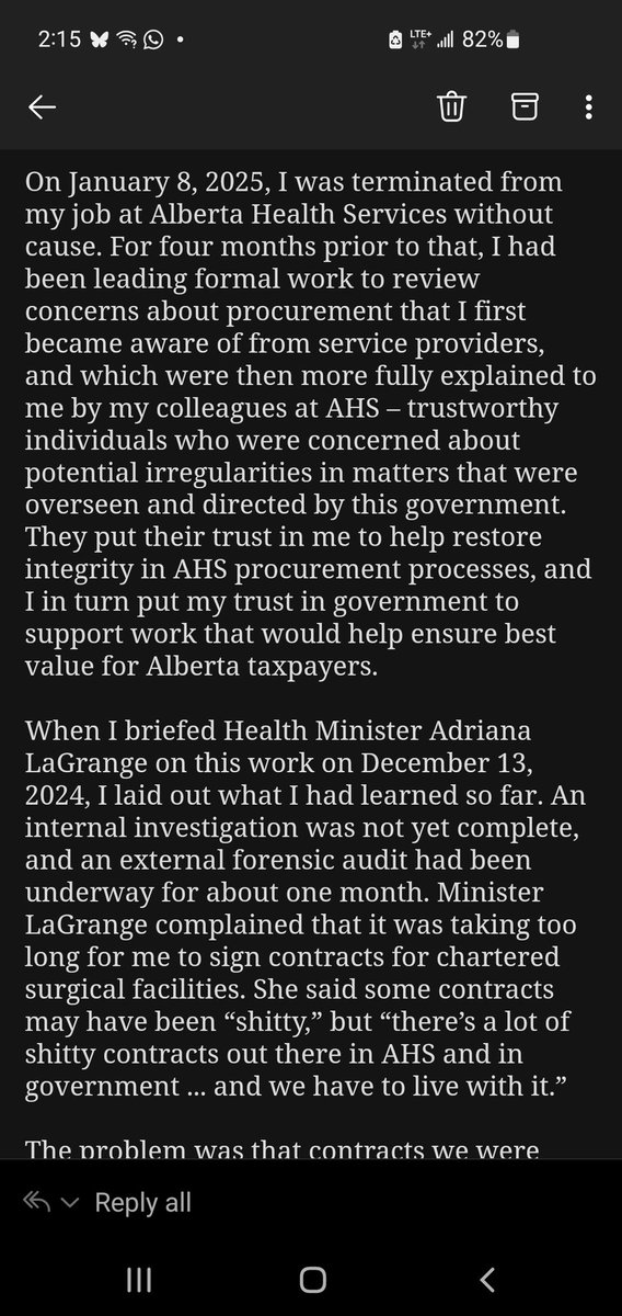 CarrieTait's tweet image. Statement from Athana Mentzelopoulos, AHS's former CEO
