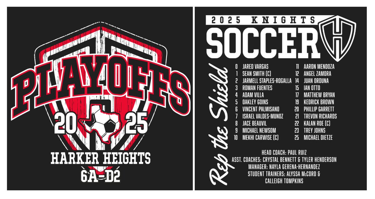 Hear Ye, Hear Ye! Playoff shirts are now available for pre-order! 
Link will be open until Noon March 14 (tomorrow), so we can have them printed and ready for game day! 
docs.google.com/forms/d/e/1FAI…
<a href="/KilleenISD_/">KISD Sports</a> <a href="/HarkerHeightsHS/">Harker Heights HS</a>