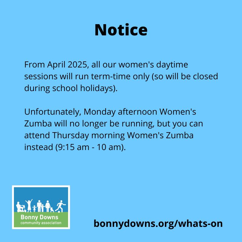 From April 2025, changes to our women's sports programme. 
For our current timetable please visit: bonnydowns.org/whats-on/