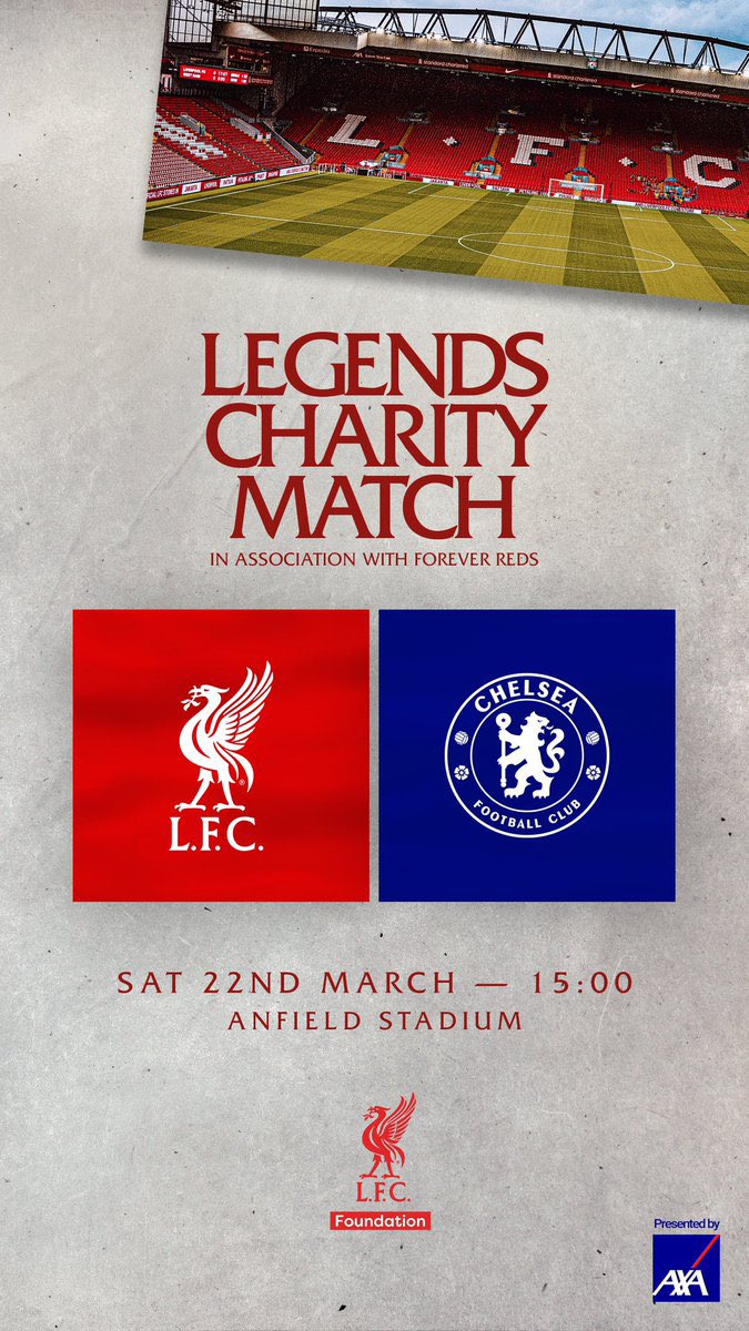 Scott Fleming (@scott_fleming01) on Twitter photo Tickets for the <a href="/LFC/">Liverpool FC</a> legends game being sent out next week according to ticket office #lfc #legendsgane #lfclegends #livchel Tickets for the <a href="/LFC/">Liverpool FC</a> legends game being sent out next week according to ticket office #lfc #legendsgane #lfclegends #livchel