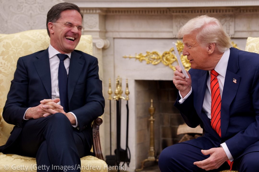 andyharnik's tweet image. NATO Secretary General Mark Rutte laughs as U.S. President Donald Trump jokes during a meeting in the Oval Office of the White House on March 13, 2025 in Washington, DC. (Photo by Andrew Harnik/Getty Images)