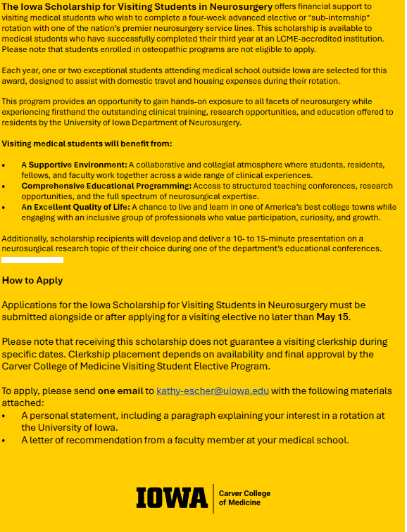 Iowa Neurosurgery Sub-I Funding Opportunities