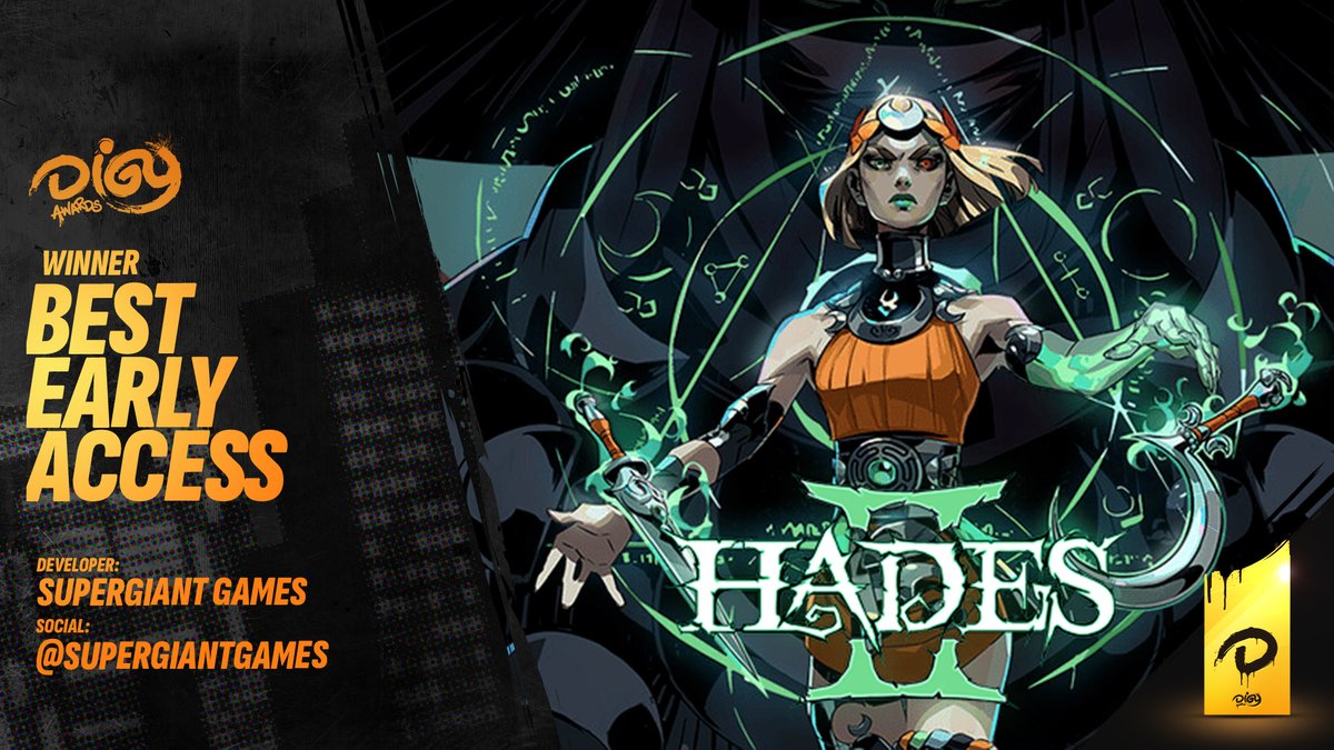 DIGYawards's tweet image. Congratulations to the Best Early Access game winner from today's @digyawards
Hades II
@SupergiantGames
🏆 Full list of winners posting to
digyawards.com