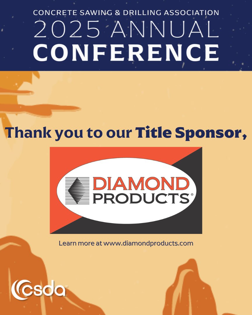 CSDA (@csdaconcrete) on Twitter photo A big thank you to <a href="/diamondproducts/">Diamond Products</a> for being a ๐ง๐ถ๐๐น๐ฒ ๐ฆ๐ฝ๐ผ๐ป๐๐ผ๐ฟ at the 2025 CSDA Annual Conference! We are grateful for your support. Discover more about their cutting-edge solutions at loom.ly/2JJq558 A big thank you to <a href="/diamondproducts/">Diamond Products</a> for being a ๐ง๐ถ๐๐น๐ฒ ๐ฆ๐ฝ๐ผ๐ป๐๐ผ๐ฟ at the 2025 CSDA Annual Conference! We are grateful for your support. Discover more about their cutting-edge solutions at loom.ly/2JJq558