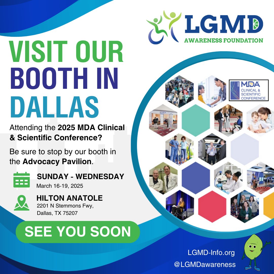 LGMD Awareness Foundation is pleased to be participating in the 2025 MDA Clinical &amp; Scientific Conference in Dallas, TX.

If you are attending, we invite you to visit our booth in the Advocacy Pavilion. 💚

#LGMDawareness
#TogetherWeAreStronger
#CureLGMD